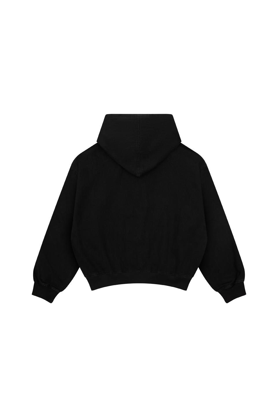 2 WAY ZIP HOODIE - BLACK