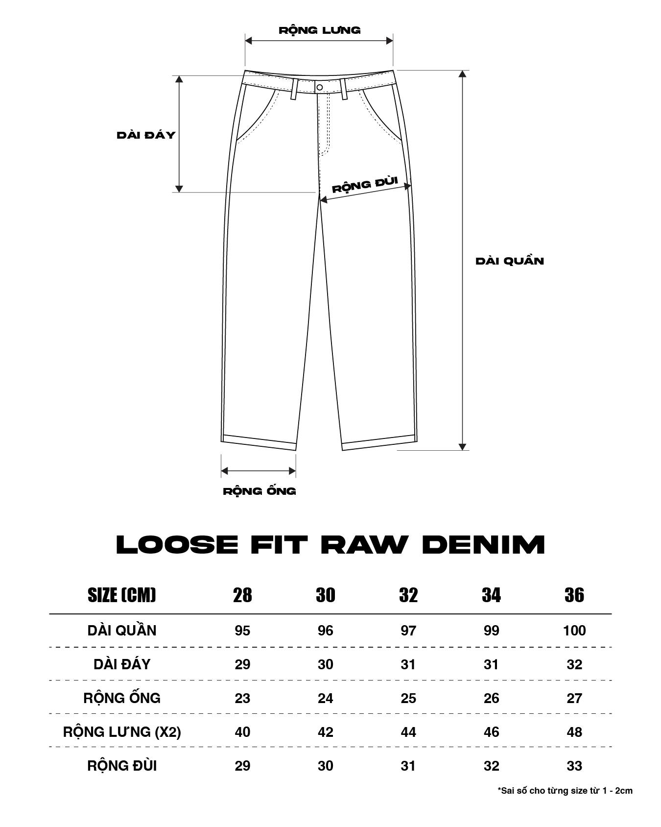 LOOSE FIT RAW DENIM - Black