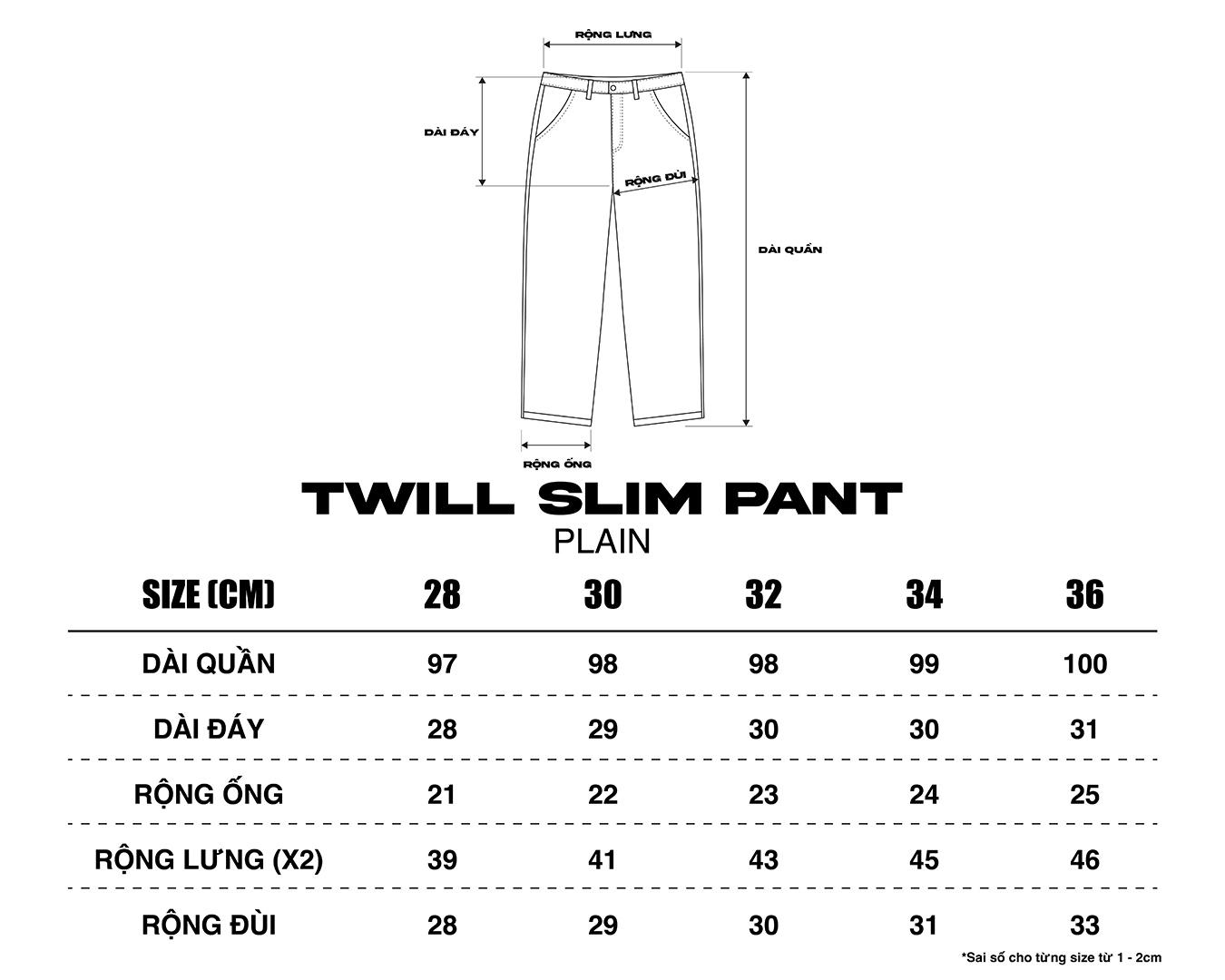 TWILL SLIM PANT - PLAIN