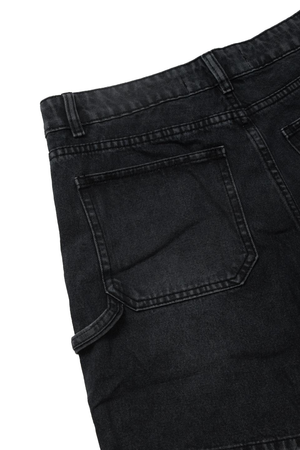 WIDE LED DENIM SHORT - JET BLACK