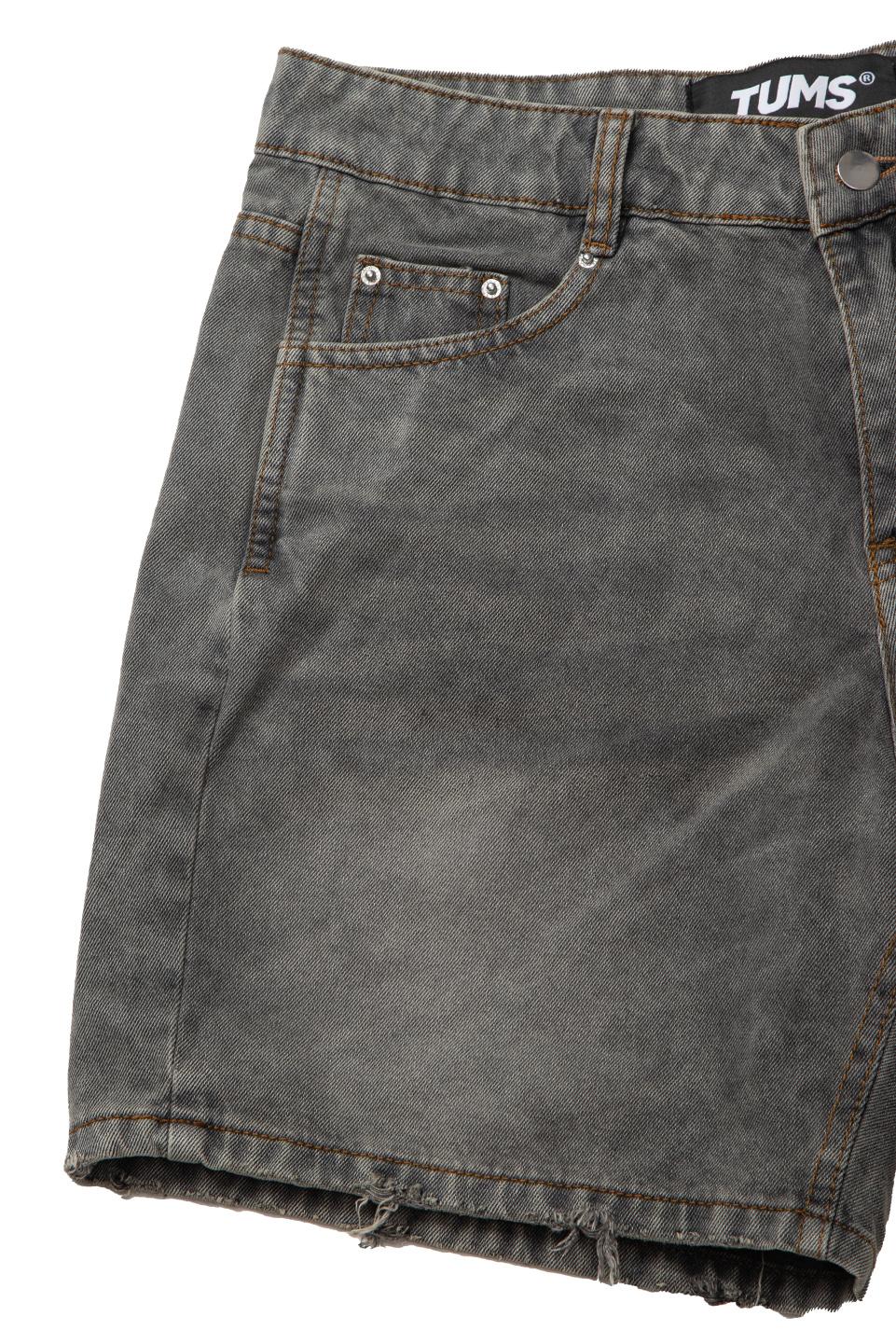 WIDE LED DENIM SHORT - DUST GREY