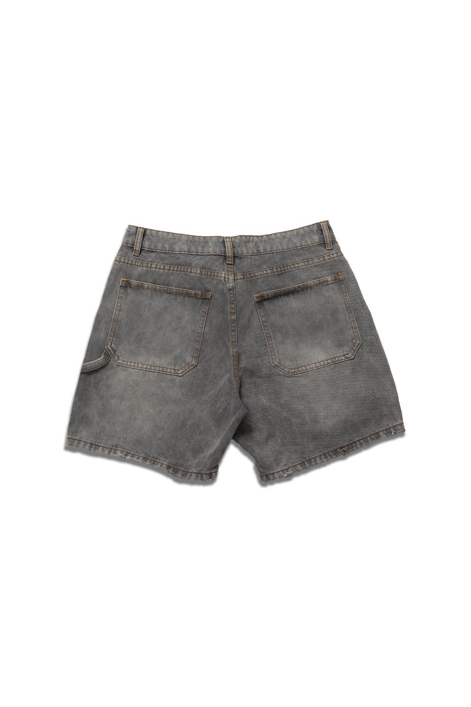 WIDE LED DENIM SHORT - DUST GREY