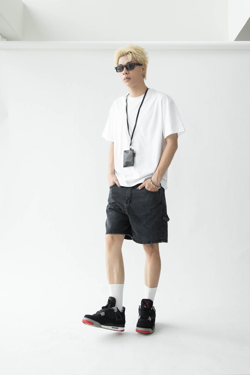 WIDE LED DENIM SHORT - JET BLACK