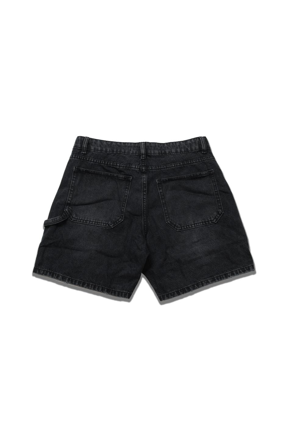 WIDE LED DENIM SHORT - JET BLACK