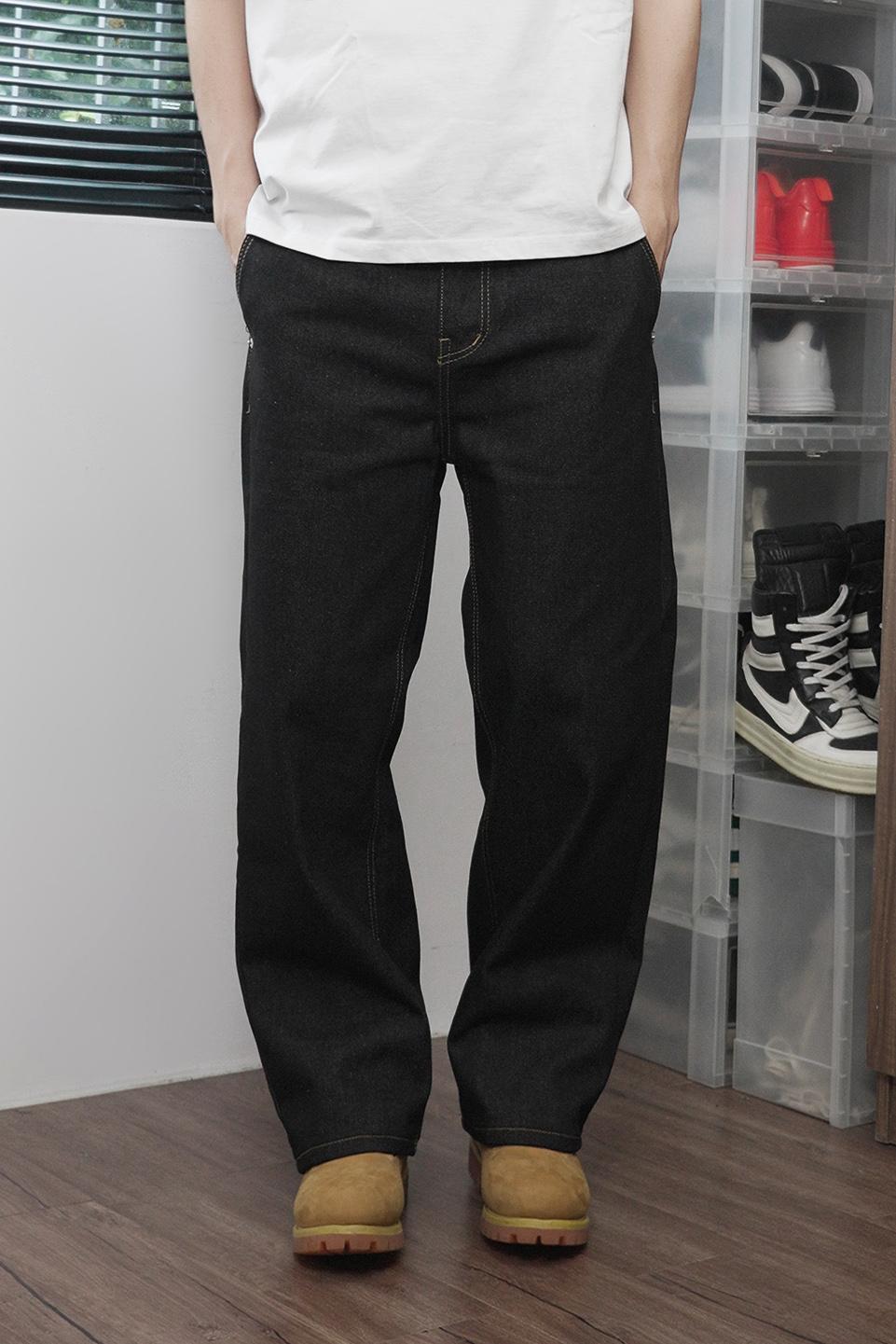 LOOSE FIT RAW DENIM - Black