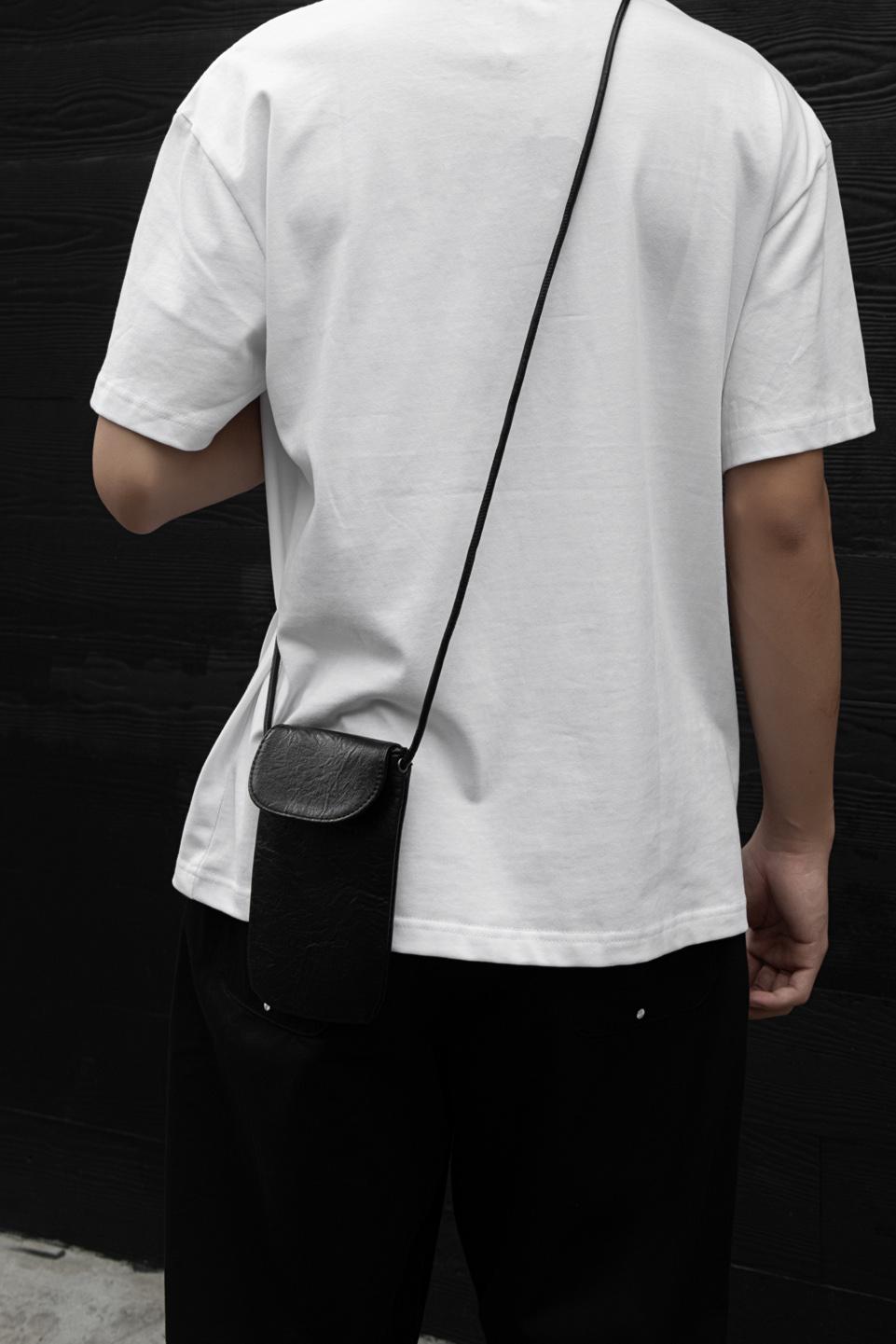 INFERNO CROSS MINI LEATHER BAG - BLACK