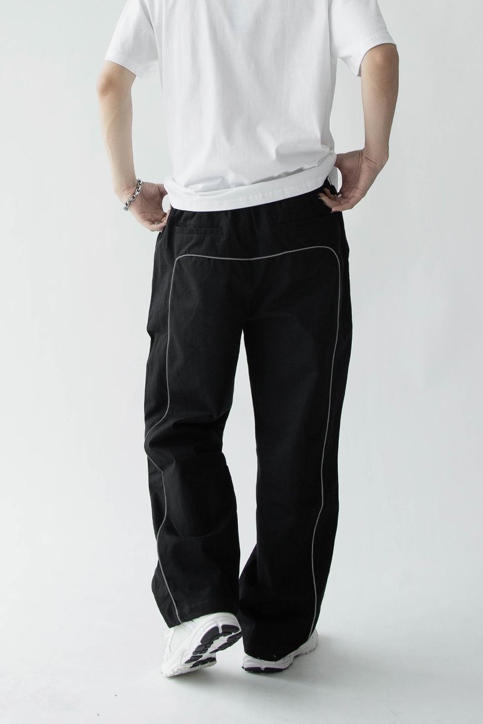 REFLECTIVE LINE SLIM PANT - BLACK
