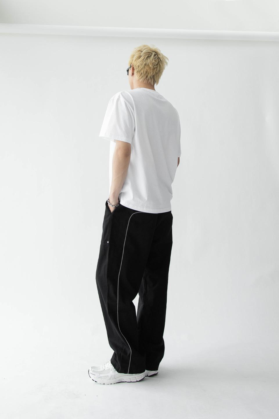 REFLECTIVE LINE SLIM PANT - BLACK