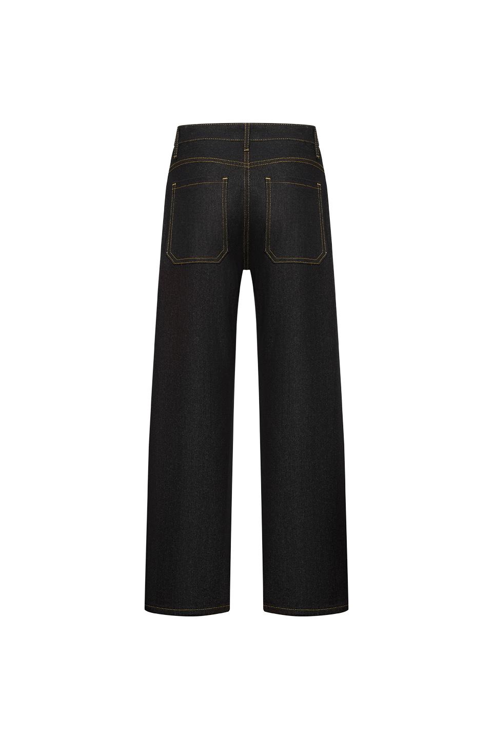 LOOSE FIT RAW DENIM - Black