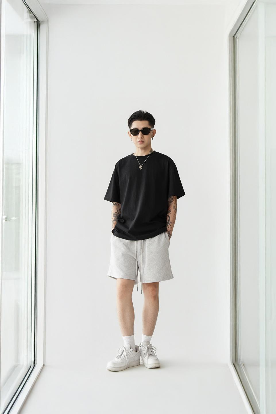 SWEAT SHORT - GREY HEATHER