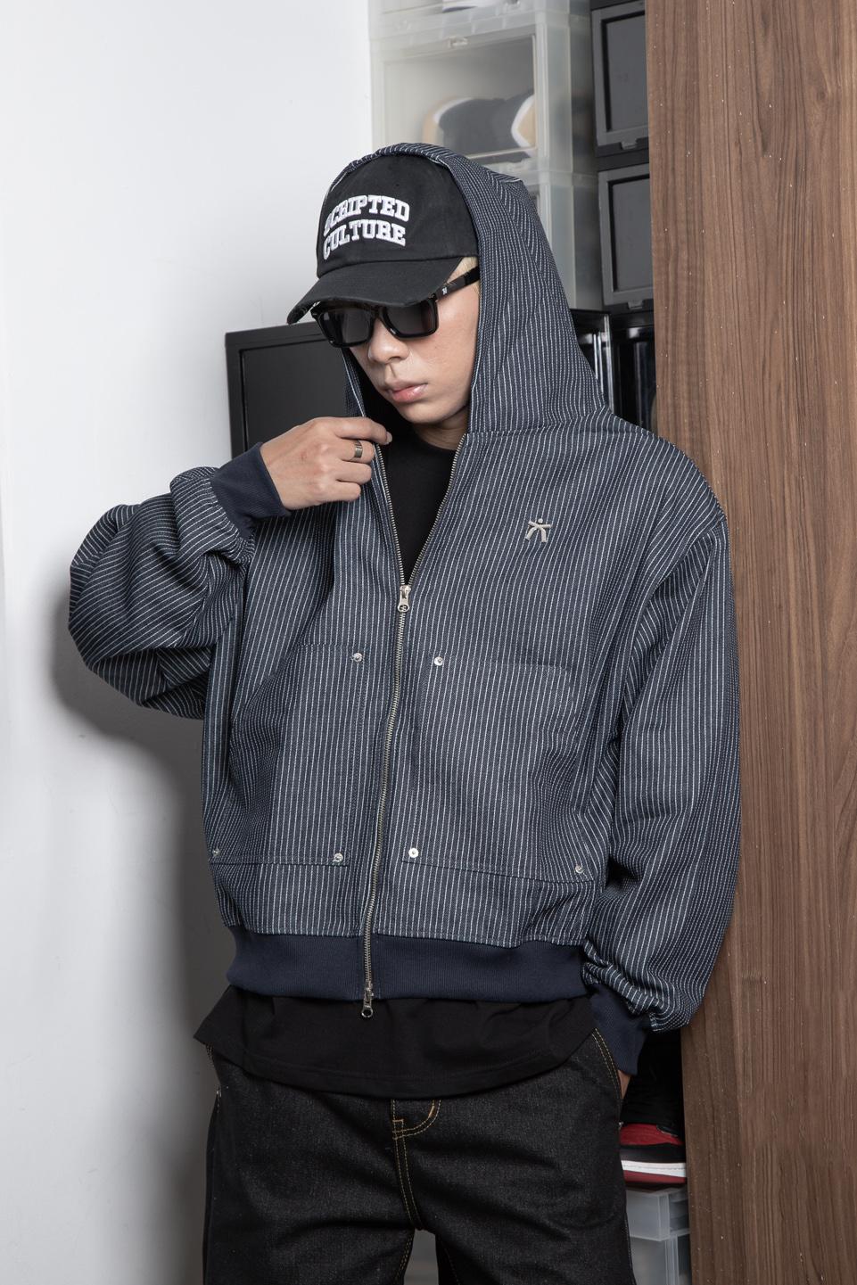 TUMS STRIPED DENIM HOODIE