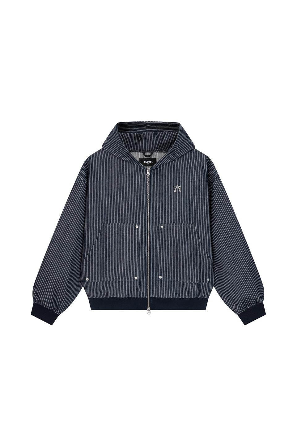 TUMS STRIPED DENIM HOODIE