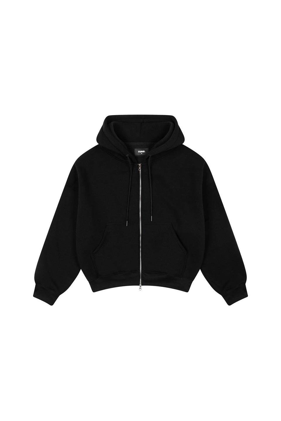 TUMS CROP ZIPS HOODIE - Black