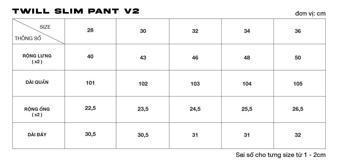 TWILL SLIM PANT V2 - BLACK